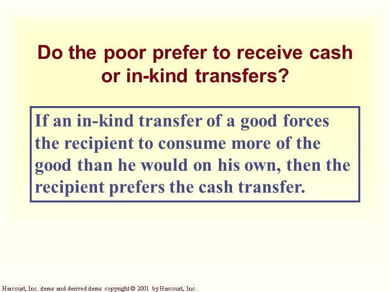 Do the poor prefer to receive cash or in-kind transfers? If an in-kind transfer Do the poor prefer to receive cash or in-kind transfers? If an in-kind transfer